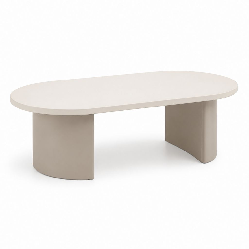 Tavolino da caffè ovale beige e tortora in MDF 120 x 60 x 42 cm