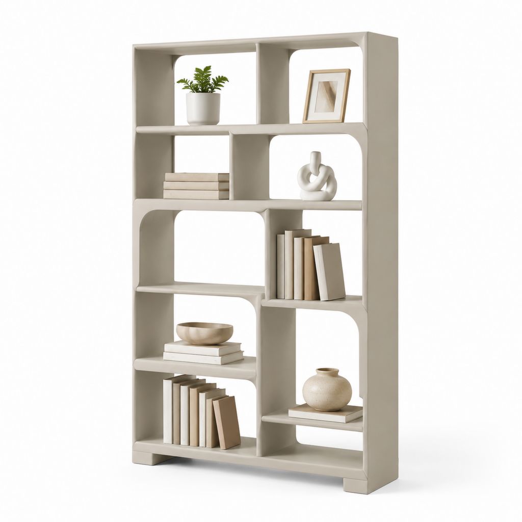 Libreria a giorno rettangolare beige in MDF 80 x 30 x 180 cm