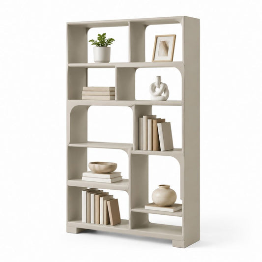 Libreria a giorno rettangolare beige in MDF 80 x 30 x 180 cm