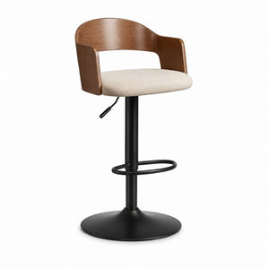Sgabello da bar girevole regolabile noce beige acciaio 50 x 54 x 91-112 cm