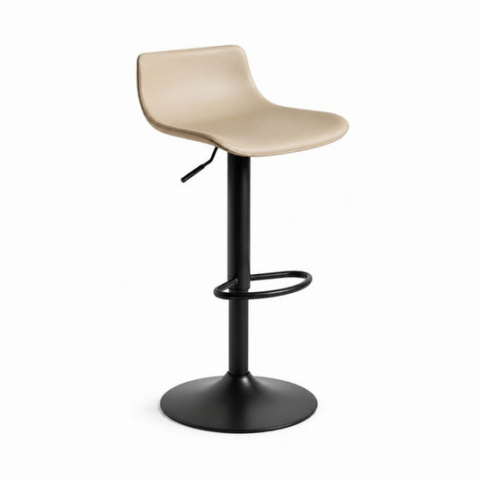 Sgabello da bar regolabile girevole beige in pelle PU con base nera 46 x 50 x 89-110 cm