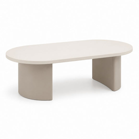 Tavolino da caffè ovale beige e tortora in MDF 120 x 60 x 42 cm