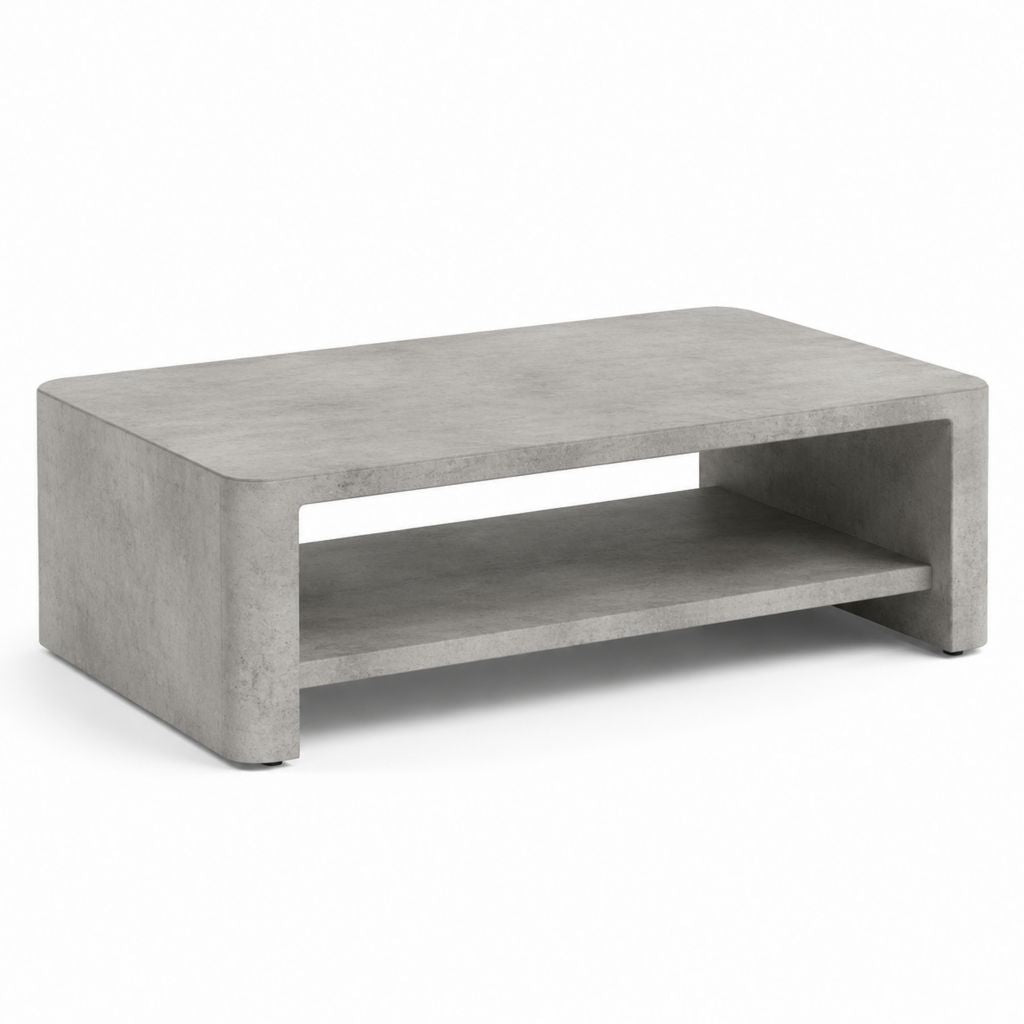 Tavolino da caffè grigio in MDF rettangolare 100x60x35 cm con ripiano inferiore
