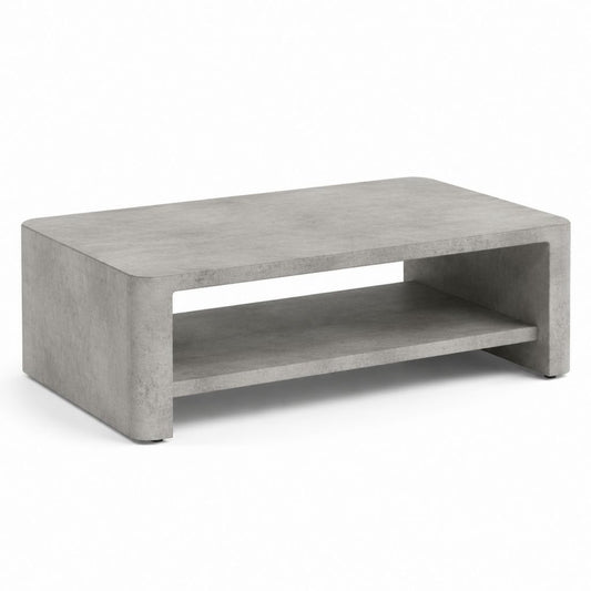 Tavolino da caffè grigio in MDF rettangolare 100x60x35 cm con ripiano inferiore